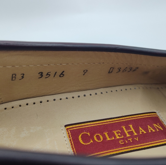 Cole Haan City Mens Loafers Pinched Buckle Tasseled Slip On Size 9 Shoe Burgundy - Picture 11 of 12